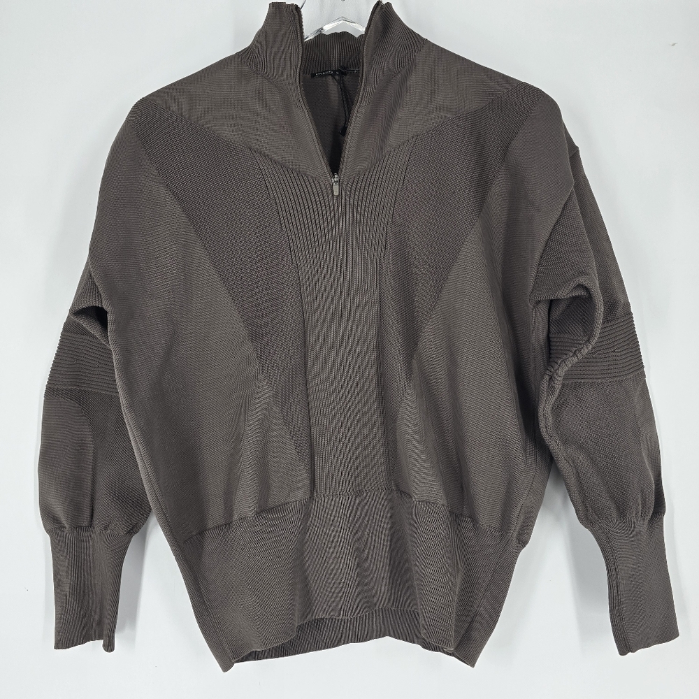 Oysho Women's Gray Brown Trekking Jersey Quarter Zip Size M